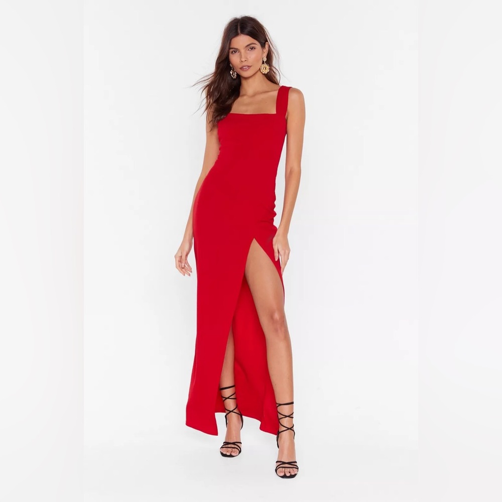 Nasty Square With Me Maxi Dress - Red - Size 4